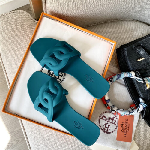 High Quality Luxury Hermes New Classic Pig Nose Chain Slippers – Style 54499