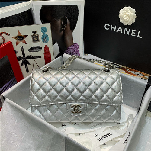 High Quality Luxury Chanel Silver CF 25 Flap Bag