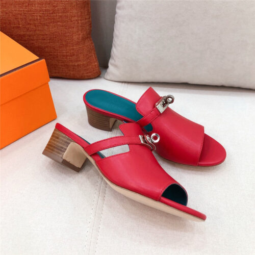 High Quality Luxury Hermes Chunky Heel Sandals – Style 01635 product detail
