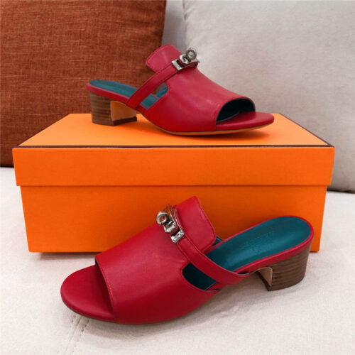 High Quality Luxury Hermes Chunky Heel Sandals – Style 01635 alternate view