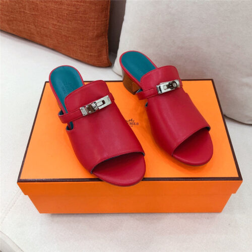 High Quality Luxury Hermes Chunky Heel Sandals – Style 01635