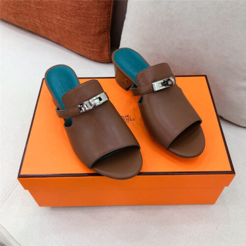 High Quality Luxury Hermes Chunky Heel Sandals – Style 68867