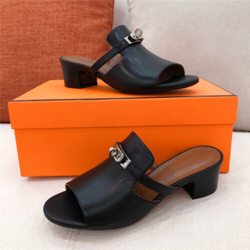 High Quality Luxury Hermes Chunky Heel Sandals – Style 36099 alternate view