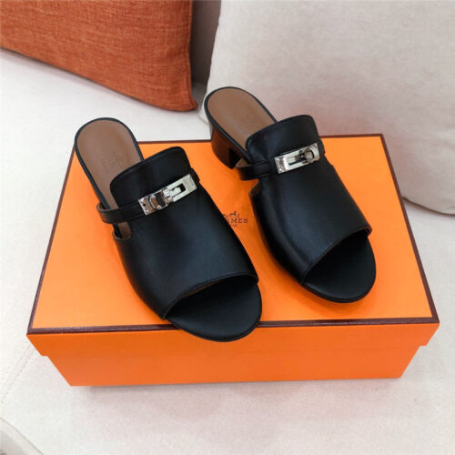 High Quality Luxury Hermes Chunky Heel Sandals – Style 36099