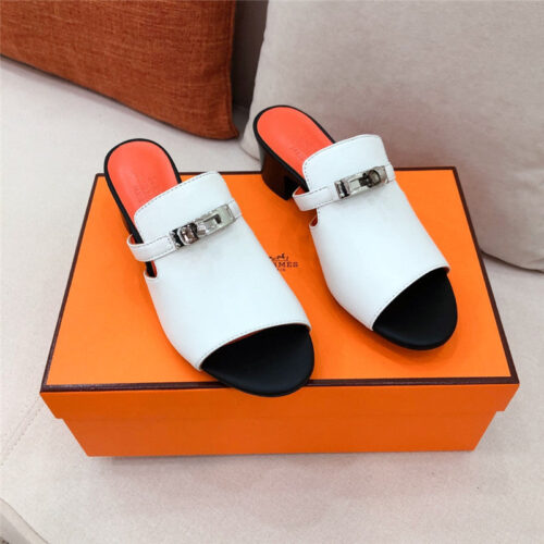 High Quality Luxury Hermes Chunky Heel Sandals – Style 03331