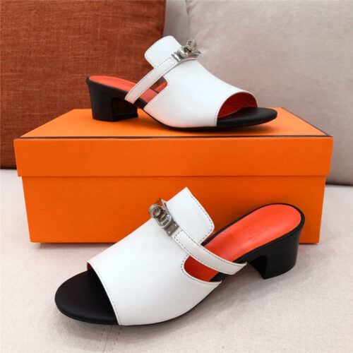 High Quality Luxury Hermes Chunky Heel Sandals – Style 03331 alternate view