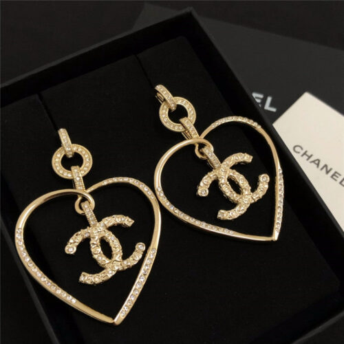 High Quality Luxury Chanel Cutout Heart Earrings alternate view
