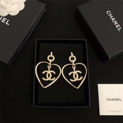 High Quality Luxury Chanel Cutout Heart Earrings