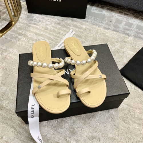 High Quality Luxury Chanel Pearl Embellished Sandals – Style 12454 alternate view
