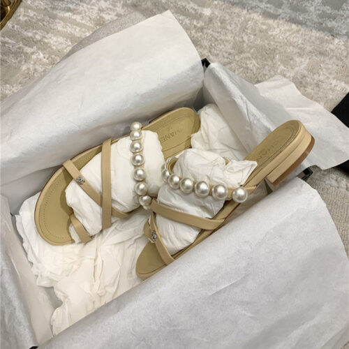 High Quality Luxury Chanel Pearl Embellished Sandals – Style 12454 product detail