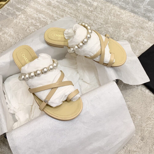 High Quality Luxury Chanel Pearl Embellished Sandals – Style 12454 product detail