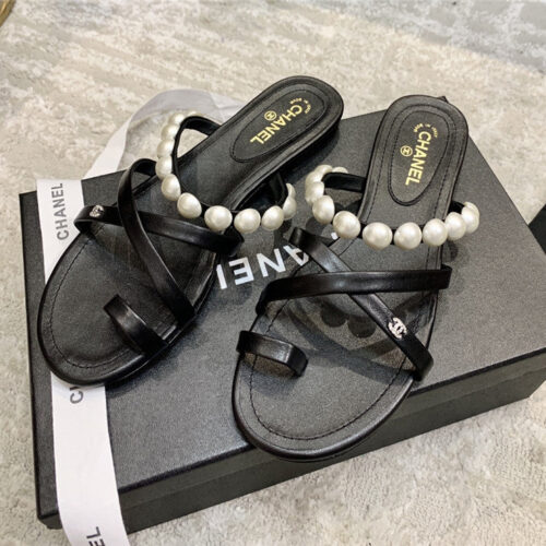 High Quality Luxury Chanel Pearl Embellished Sandals – Style 14150 alternate view