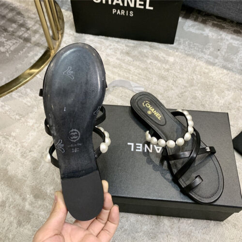 High Quality Luxury Chanel Pearl Embellished Sandals – Style 14150 product detail
