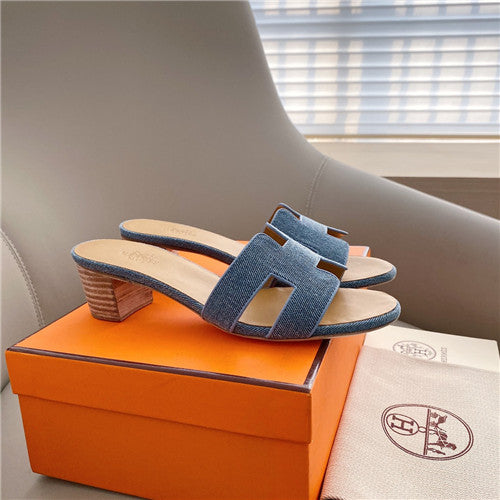 High Quality Luxury Hermes Oasis Denim Sandals
