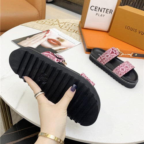 High Quality Luxury LV Logo Platform Sandals Women – Style 80067 product detail
