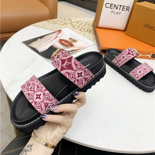 High Quality Luxury LV Logo Platform Sandals Women – Style 80067 product detail
