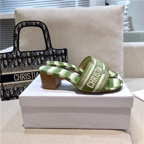 High Quality Luxury Dior Embroidered Chunky Heel Slippers – Style 87174 alternate view