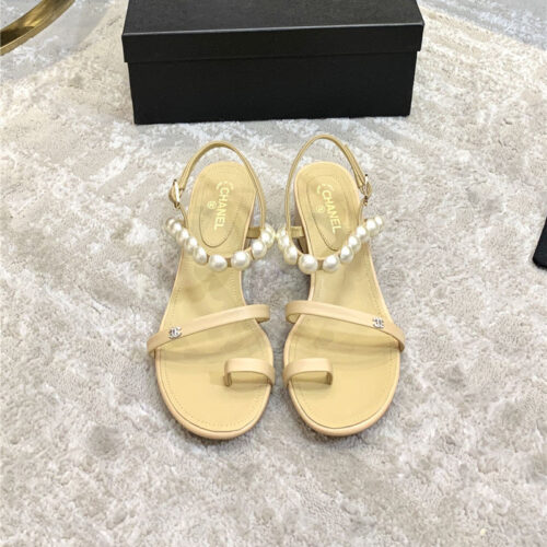 High Quality Luxury Chanel Pearl Embellished Sandals product detail