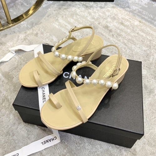 High Quality Luxury Chanel Pearl Embellished Sandals