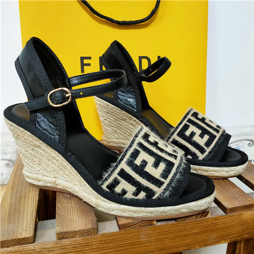 High Quality Luxury Fendi Wedge Sandals