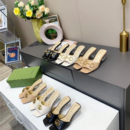 High Quality Luxury Gucci GG High Heel Slippers product detail