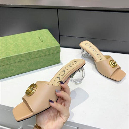 High Quality Luxury Gucci GG High Heel Slippers product detail