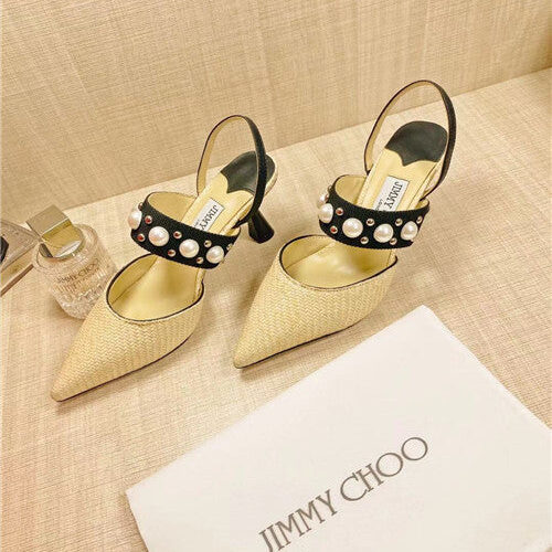 High Quality Luxury Jimmy Choo Pearl Rivet High Heel Sandals product detail