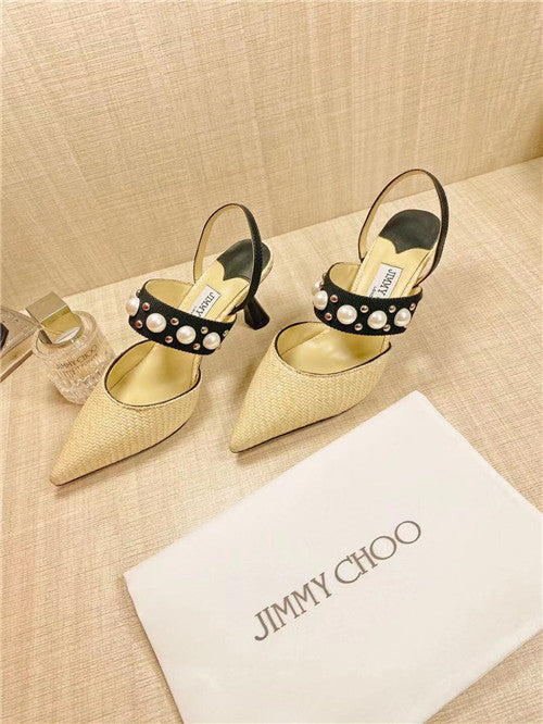 High Quality Luxury Jimmy Choo Pearl Rivet High Heel Sandals product detail