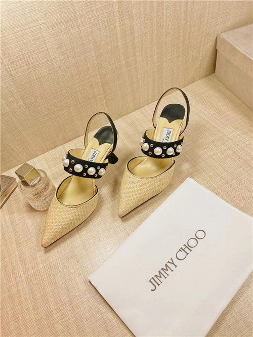 High Quality Luxury Jimmy Choo Pearl Rivet High Heel Sandals product detail