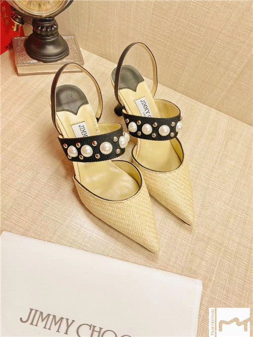 High Quality Luxury Jimmy Choo Pearl Rivet High Heel Sandals