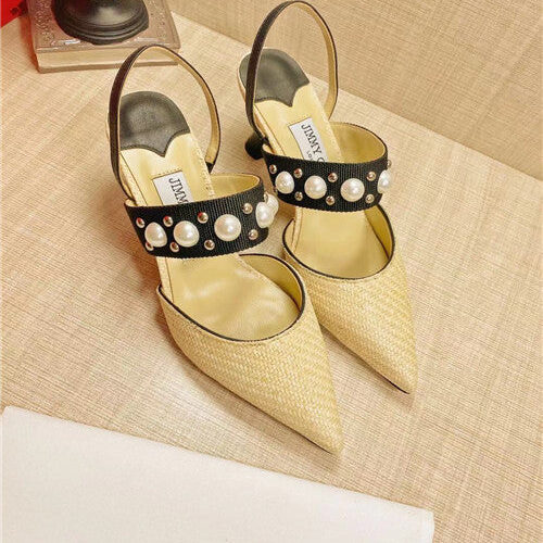 High Quality Luxury Jimmy Choo Pearl Rivet High Heel Sandals product detail