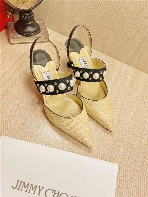 High Quality Luxury Jimmy Choo Pearl Rivet High Heel Sandals product detail