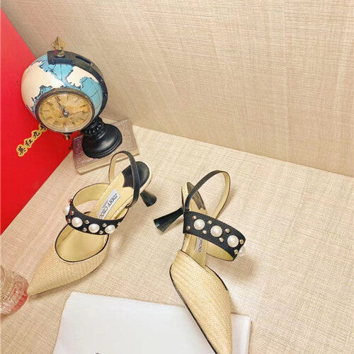 High Quality Luxury Jimmy Choo Pearl Rivet High Heel Sandals product detail