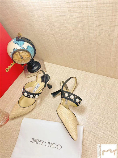 High Quality Luxury Jimmy Choo Pearl Rivet High Heel Sandals product detail