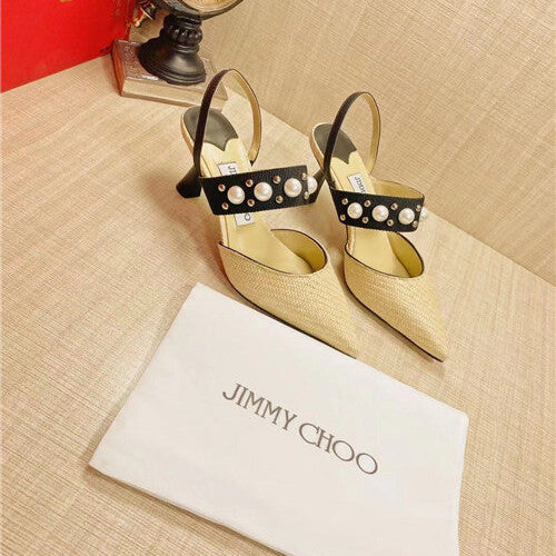 High Quality Luxury Jimmy Choo Pearl Rivet High Heel Sandals product detail