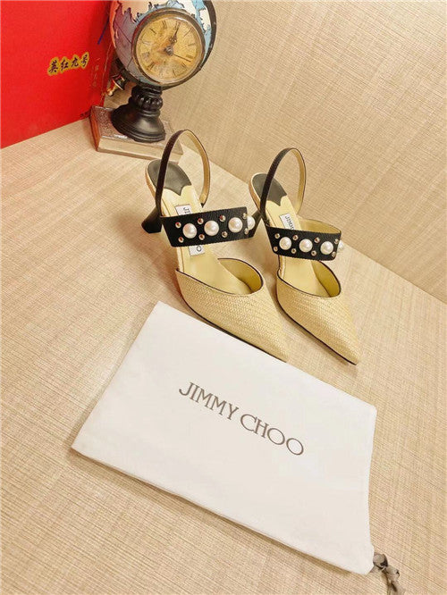 High Quality Luxury Jimmy Choo Pearl Rivet High Heel Sandals product detail