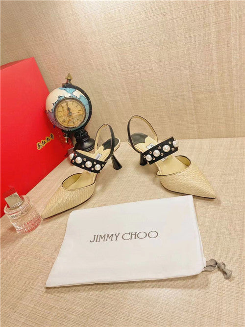 High Quality Luxury Jimmy Choo Pearl Rivet High Heel Sandals product detail
