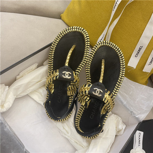 High Quality Luxury Chanel Flat Woven Thong Sandals – Style 98566 alternate view