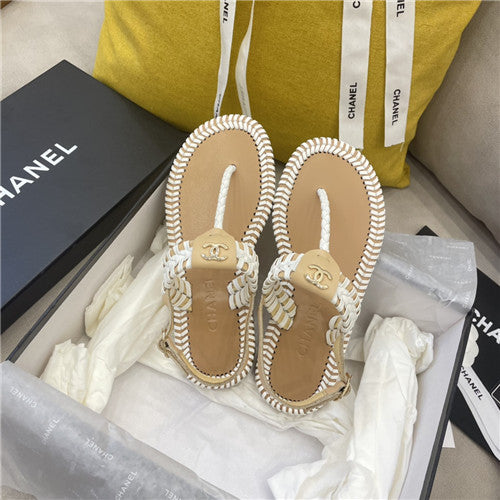High Quality Luxury Chanel Flat Woven Thong Sandals alternate view