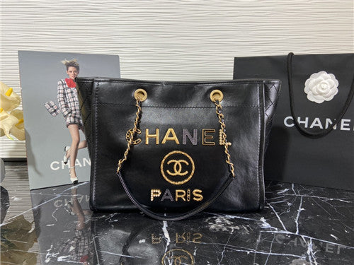 High Quality Luxury Chanel Oil Wax Leather Beach Bag