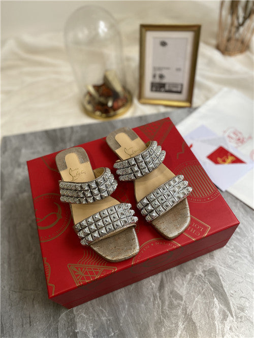 High Quality Luxury Christian Louboutin Square Studs Slippers Sandals – Style 12820