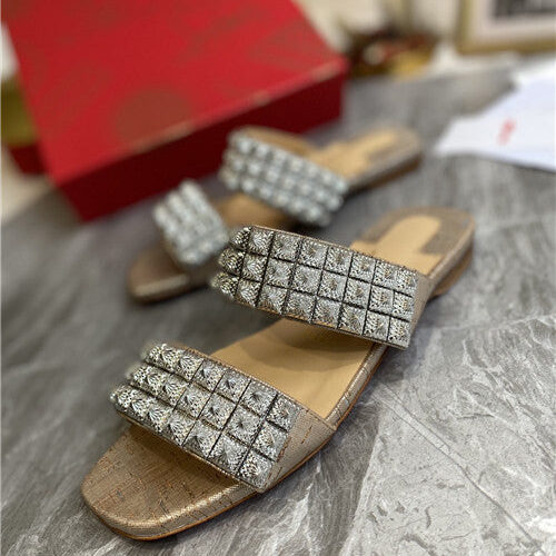 High Quality Luxury Christian Louboutin Square Studs Slippers Sandals – Style 12820 alternate view