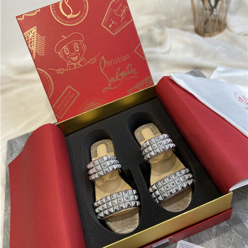 High Quality Luxury Christian Louboutin Square Studs Slippers Sandals – Style 12820 product detail