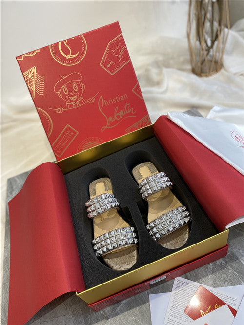 High Quality Luxury Christian Louboutin Square Studs Slippers Sandals – Style 12820 product detail