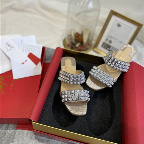 High Quality Luxury Christian Louboutin Square Studs Slippers Sandals – Style 12820 product detail