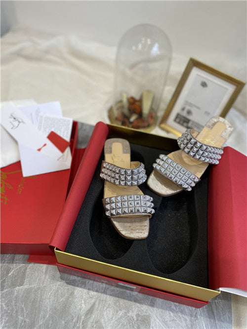 High Quality Luxury Christian Louboutin Square Studs Slippers Sandals – Style 12820 product detail