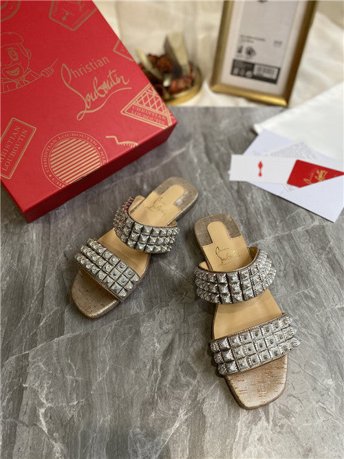High Quality Luxury Christian Louboutin Square Studs Slippers Sandals – Style 12820 product detail