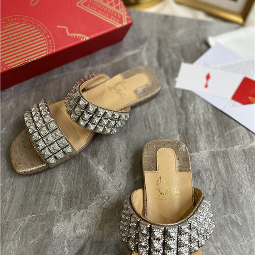 High Quality Luxury Christian Louboutin Square Studs Slippers Sandals – Style 12820 product detail
