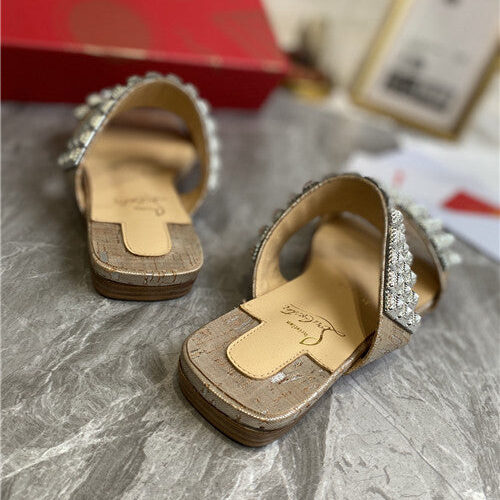 High Quality Luxury Christian Louboutin Square Studs Slippers Sandals – Style 12820 product detail