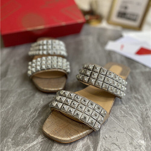 High Quality Luxury Christian Louboutin Square Studs Slippers Sandals – Style 12820 product detail